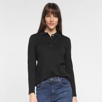 Camisa Polo Lacoste Manga Longa Piqué Stretch Feminina