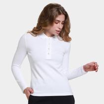 Camisa Polo Lacoste Manga Longa Piqué Stretch Feminina Camisa Polo Lacoste Manga Longa Piqué Stretch Feminina