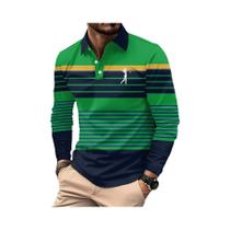 Camisa Polo Listrada De Manga Longa Para Homens, Com Botão De Alta Qualidade, Em Veludo Alemão Dupla