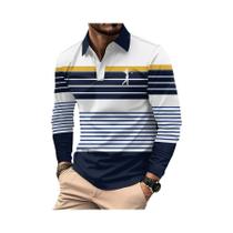 Camisa Polo Listrada De Manga Longa Para Homens, Com Botão De Alta Qualidade, Em Veludo Alemão Dupla
