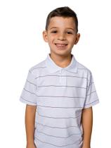 Camisa Polo Listrada Infantil Branca - Pthirillo