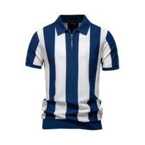 Camisa Polo Listrada Respirável Masculina AIOPESON Verão 2025 Casual De Manga Curta Com Ajuste Camisa Polo Listrada Respirável Masculina AIOPESON Verão 2025 Casual De Manga Curta Com Ajuste