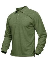 Camisa polo MAGCOMSEN de manga comprida para homens verde militar Camisa polo MAGCOMSEN de manga comprida para homens verde militar