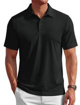 Camisa polo MAGCOMSEN para homens com proteção solar UPF 80+ preta