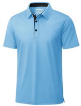 Camisa polo MAGCOMSEN para homens de manga curta e seca - SkyBlue Camisa polo MAGCOMSEN para homens de manga curta e seca - SkyBlue