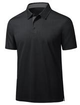 Camisa polo MAGCOMSEN para homens de manga curta Quick Dry - preta Camisa polo MAGCOMSEN para homens de manga curta Quick Dry - preta