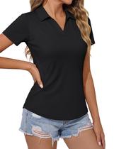 Camisa polo MAGCOMSEN para mulheres que absorve a umidade preta tamanho L