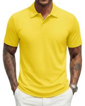Camisa polo MAGNIVIT Moisture Wicking Quick-Dry para homens amarela Camisa polo MAGNIVIT Moisture Wicking Quick-Dry para homens amarela