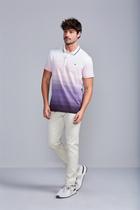 Camisa Polo Malha Comfort - Creme / Roxo Escuro Camisa Polo Malha Comfort - Creme / Roxo Escuro