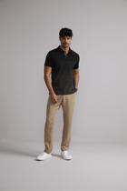 Camisa Polo Malha Slim Fit - Preto / Cinza Chumbo