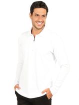 Camisa Polo Manga Longa Anistia Algodão com Elastano Branca Camisa Polo Manga Longa Anistia Algodão com Elastano Branca