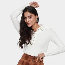 Camisa Polo Manga Longa Hering Casual Feminina