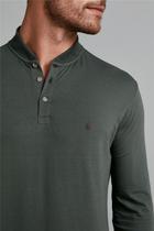 Camisa Polo Manga Longa Malha Slim Fit - Verde Escuro