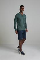Camisa Polo Manga Longa Malha Slim Fit - Verde Hera