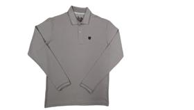 Camisa Polo Manga Longa Masculina, 6035 Malha Piquet Cinza Claro com botão na frente Camisa Polo Manga Longa Masculina, 6035 Malha Piquet Cinza Claro com botão na frente
