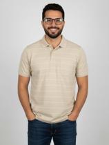 Camisa Polo Masculina Bege Clássica Listrada Casual e Elegante, listrada Gola Polo Camisa Polo Masculina Bege Clássica Listrada Casual e Elegante, listrada Gola Polo