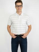 Camisa Polo Masculina Branca Clássica Listrada Casual e Elegante, listrada Gola Polo