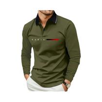 Camisa Polo Masculina Casual Confortável De Manga Longa Primavera Outono 2025 Com Padrão De Letras