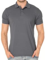 Camisa Polo Masculina Chumbo - P.A. - Tecido de Malha Piquet