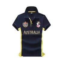 Camisa Polo Masculina De Algodão Royal De Manga Curta Casual Esportiva Luxuosa Com Bordado Em Cores