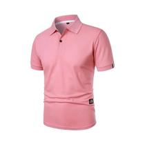 Camisa Polo Masculina De Cor Sólida Manga Curta Botão Lapela Leve Casual Esporte Streetwear Camiseta