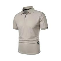 Camisa Polo Masculina De Manga Curta De Cor Sólida Com Lapela Leve E Casual Camiseta Esportiva