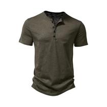 Camisa Polo Masculina De Manga Curta De Verão De Cor Sólida Coreana Gola Henry Casual Top Esportivo