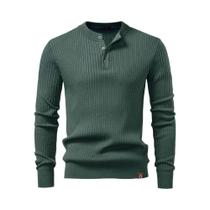 Camisa Polo Masculina De Manga Longa Com Listras Caneladas AIOPESON, Gola Com Botões, Blusa