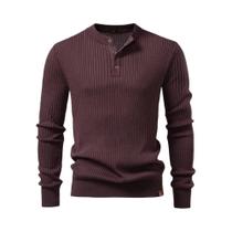 Camisa Polo Masculina De Manga Longa Com Listras Caneladas AIOPESON, Gola Com Botões, Blusa