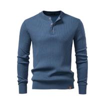 Camisa Polo Masculina De Manga Longa Com Listras Caneladas AIOPESON, Gola Com Botões, Blusa