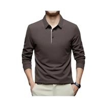Camisa Polo Masculina De Manga Longa Em Cor Sólida, Casual Para Negócios, Confortável E Quente, Moda