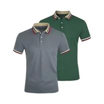 Camisa Polo Masculina De Verão 2PCS Respirável Casual Para Escritório Listrada De Manga Curta Top Camisa Polo Masculina De Verão 2PCS Respirável Casual Para Escritório Listrada De Manga Curta Top