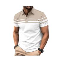 Camisa Polo Masculina De Verão Casual Com Gola E Botões, Estampa Listrada Personalizada, Lavável À