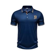 Camisa Polo Masculina De Verão Com Manga Curta, Estampa De Letras Na Parte Do Peito, Casual Para