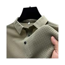 Camisa Polo Masculina De Verão Com Mangas Curtas Em Tecido De Seda Gelada Respirável Moda