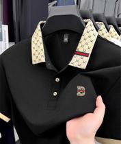 Camisa Polo Masculina De Verão Leve E Respirável Com Letra B Em Relevo, Manga Curta, Bloco De Cores