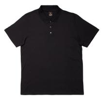 Camisa Polo Masculina Desayner Plus Size Lisa Preta