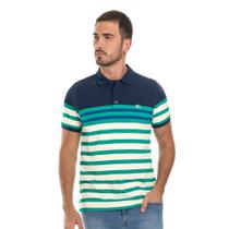 Camisa Polo Masculina Estampa Listrada Azul