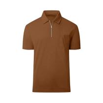 Camisa Polo Masculina Leve De Manga Curta Com Zíper, Casual, Cor Sólida, Gola Lapela, Camiseta De