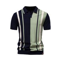 Camisa Polo Masculina Listrada Em Malha AIOPESON De Alta Qualidade, Respirável E Estilosa Camisa Polo Masculina Listrada Em Malha AIOPESON De Alta Qualidade, Respirável E Estilosa