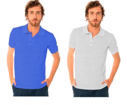 Camisa Polo Masculina Manga Curta Algodão Kit 02 peças Lisa Estilosa
