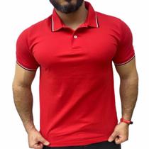 Camisa Polo Masculina Manga Curta Lisa com Botão Algodão