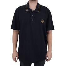 Camisa Polo Masculina Olho Fatal Piquet Plus Size Preta 100