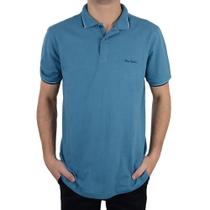 Camisa Polo Masculina Pierre Cardin Piquet Azul - 455302