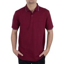 Camisa Polo Masculina Pierre Cardin Piquet Bordô - 455302