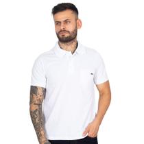 Camisa Polo Masculina Piquet Lisa Com Bolso Manga Curta