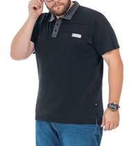 Camisa Polo Masculina Plus Size em Retilínea com Aplique - TZE Camisa Polo Masculina Plus Size em Retilínea com Aplique - TZE
