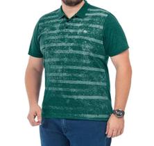 Camisa Polo Masculina Plus Size em Retilínea com Estampa e Bordado - TZE Camisa Polo Masculina Plus Size em Retilínea com Estampa e Bordado - TZE