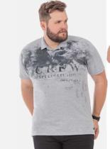Camisa Polo Masculina Plus Size em Retilínea e Estampa Meia Malha Algodão - TZE