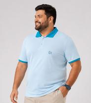 Camisa Polo Masculina Plus Size Manga Curta Select Azul